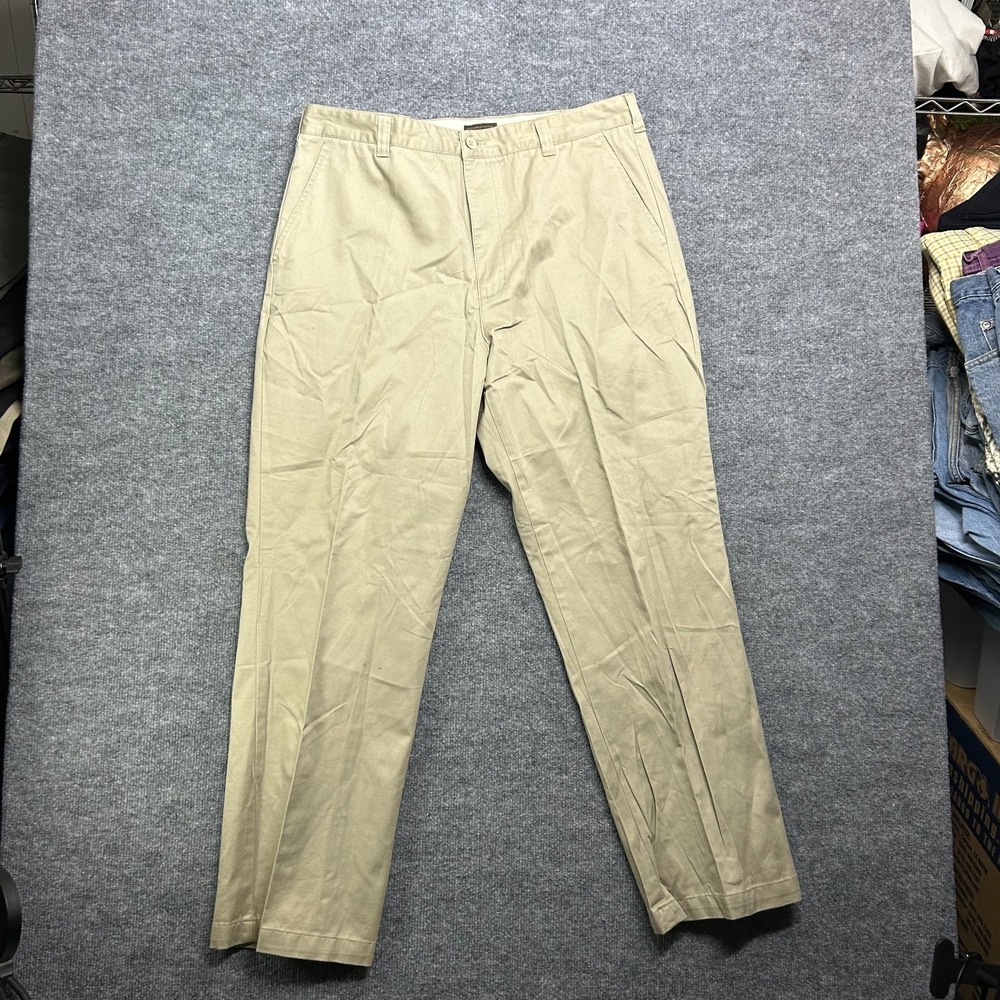 Cherokee Chino Pants Mens Beige Cotton Flat Front Slash Pockets Workwear - 38x31